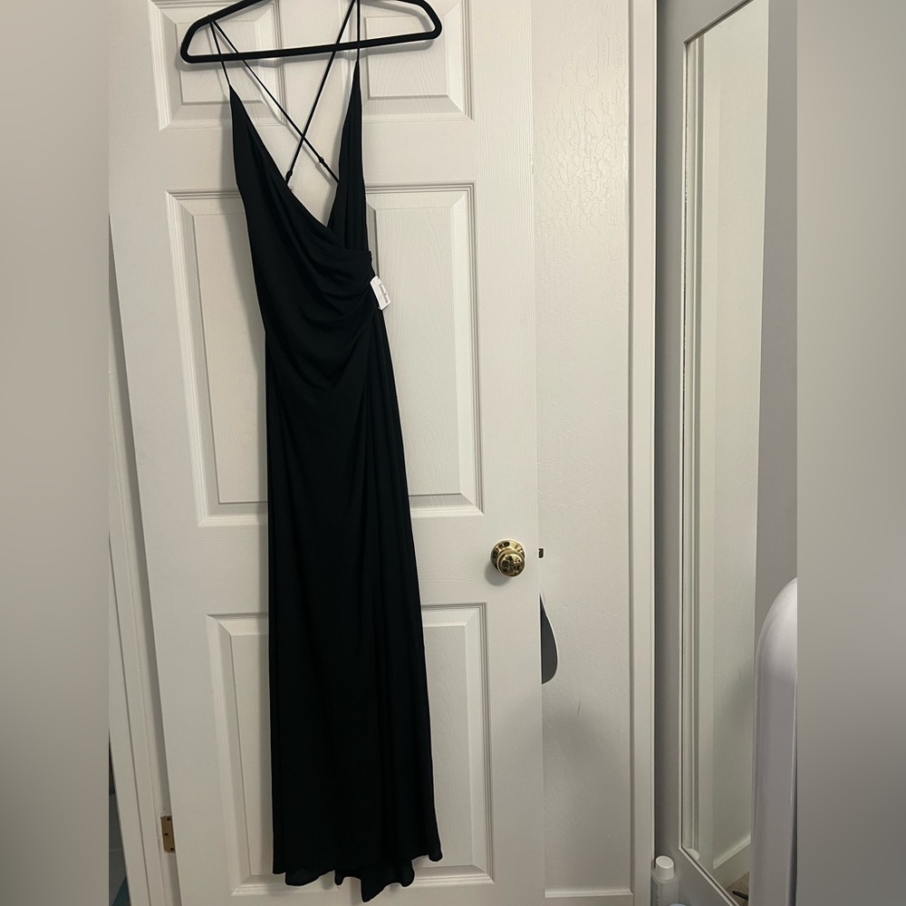 NWT WAYF BLACK WRAP SPAGHETTI STRAP DRESS